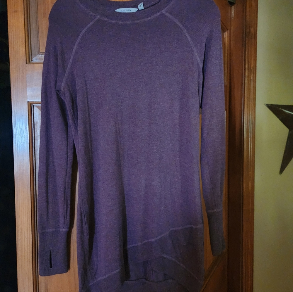 Athleta XS Dress Criss Cross Sweatshirt tunic Dusty Plum purple